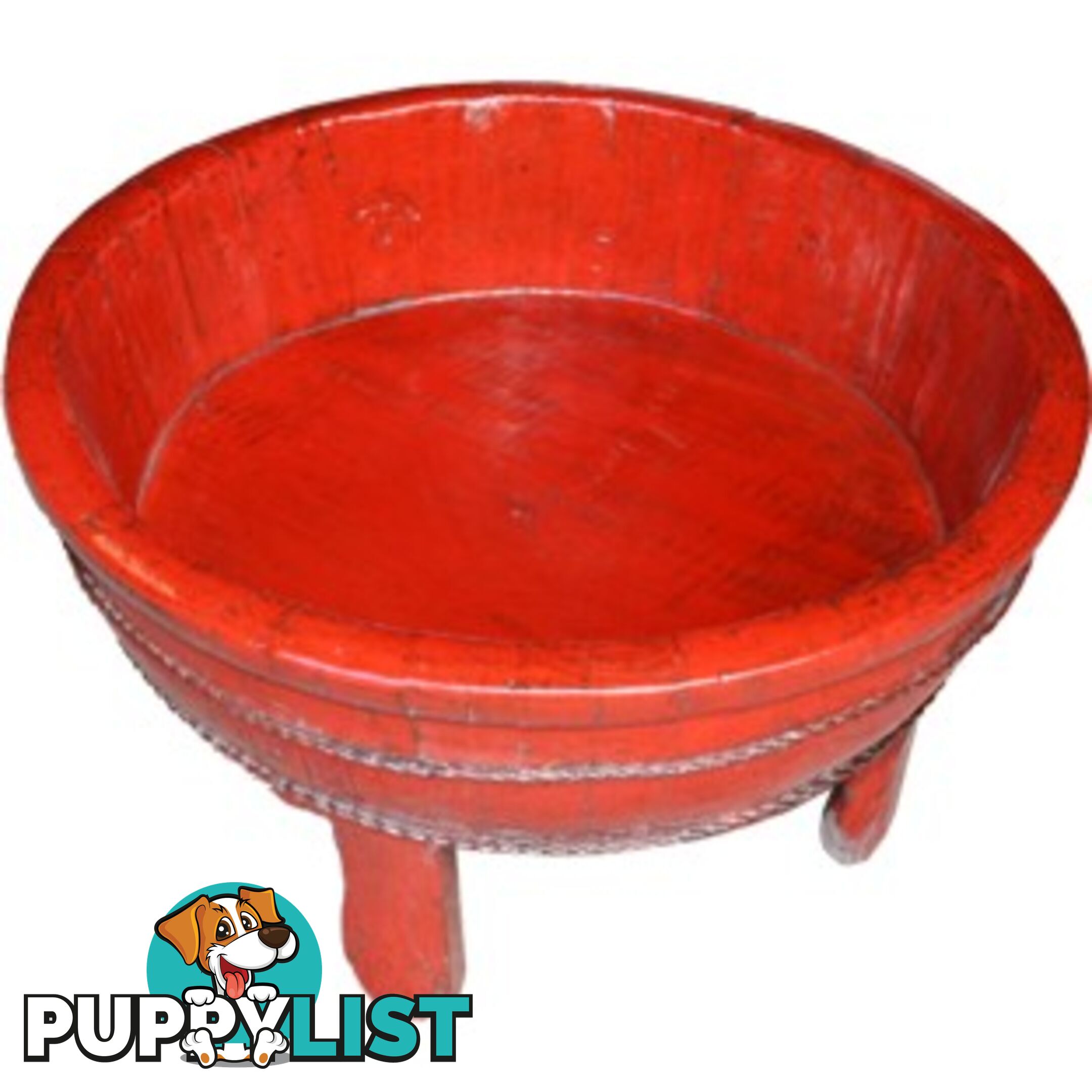 Red Chinese Wood Basin with Stand