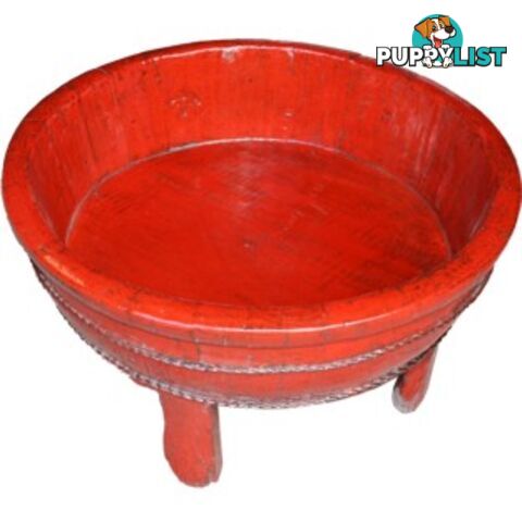 Red Chinese Wood Basin with Stand