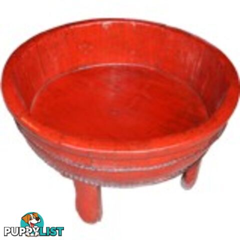 Red Chinese Wood Basin with Stand