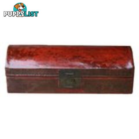 Antique Red Painted Leather Chinese Scholar Box