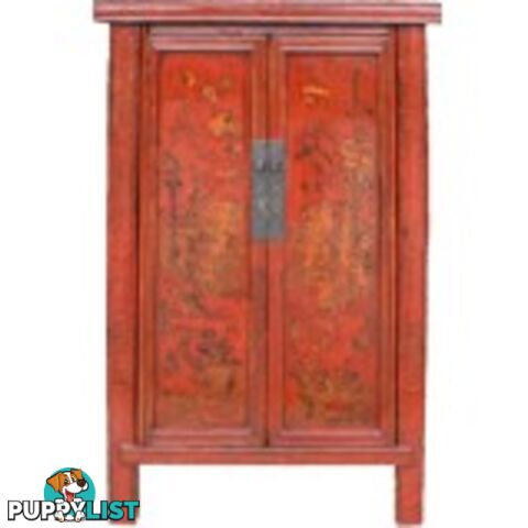 Chinese Red Painted Gold Medium Cabinet