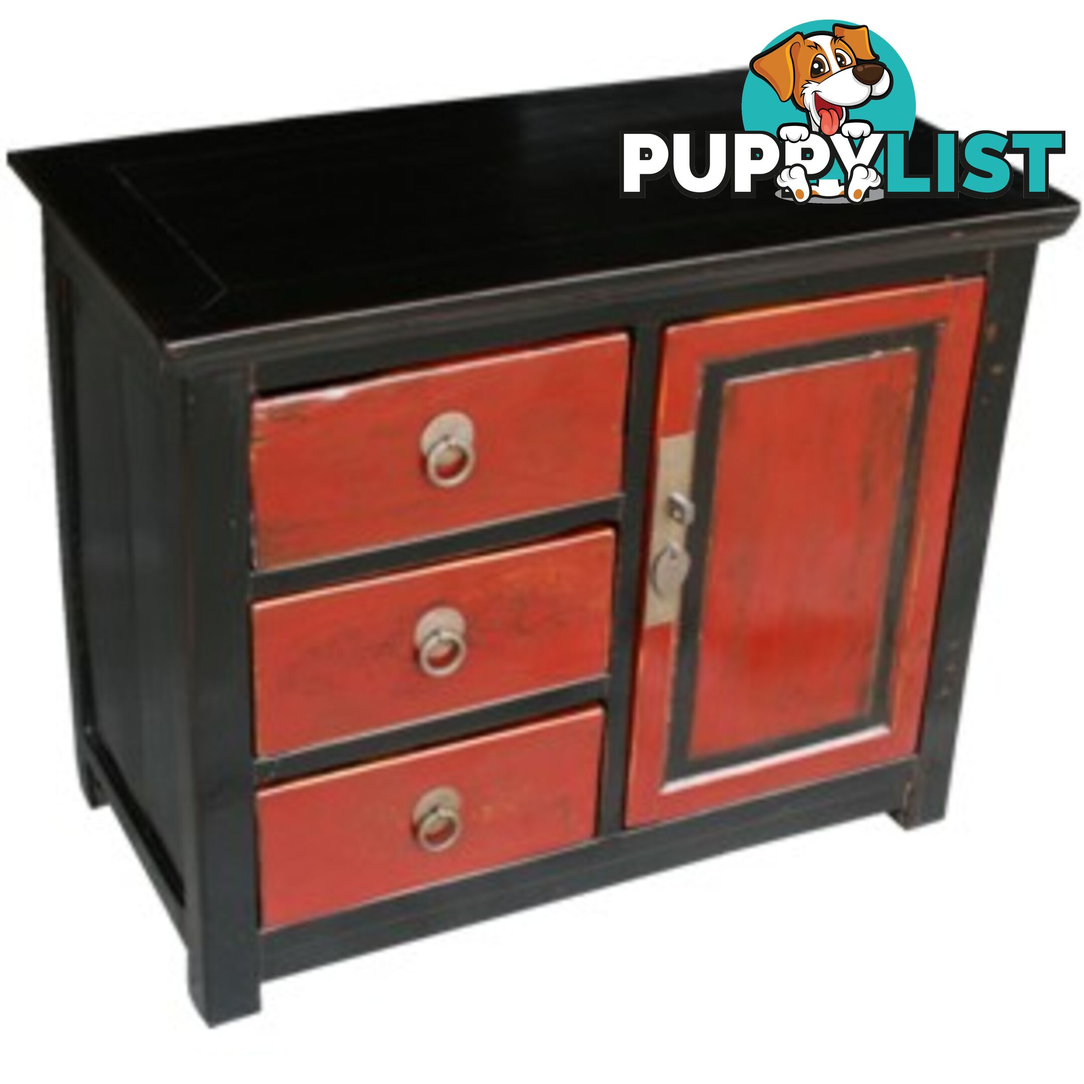 Red and Black Bedside Table