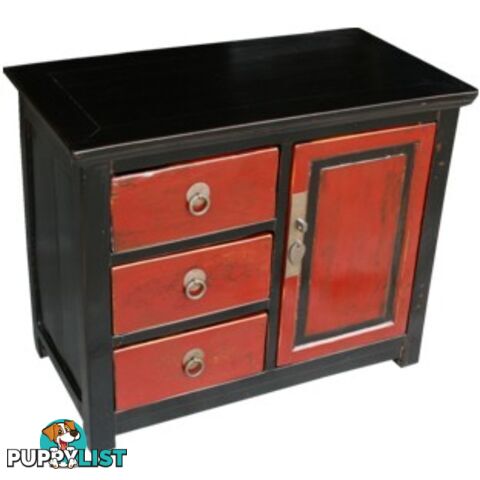 Red and Black Bedside Table