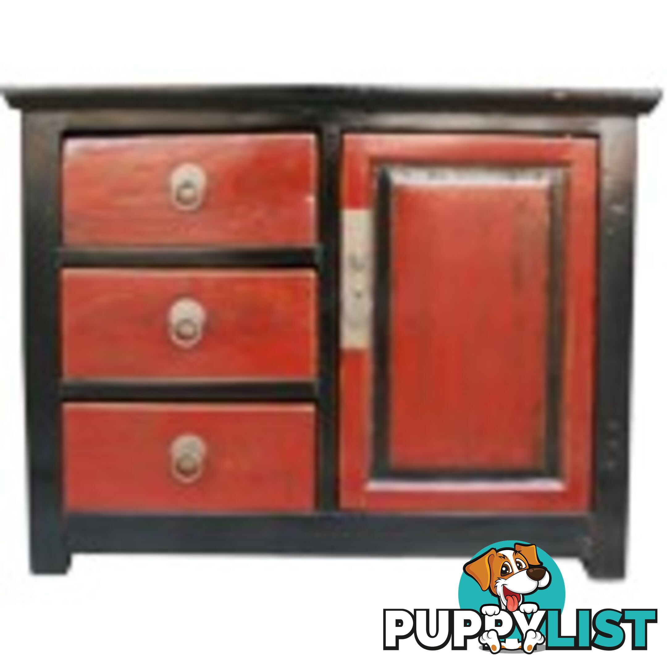 Red and Black Bedside Table