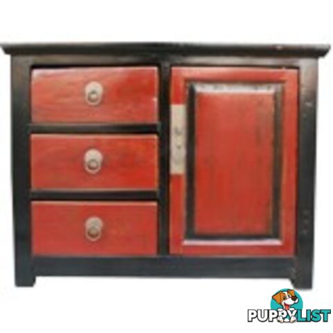 Red and Black Bedside Table