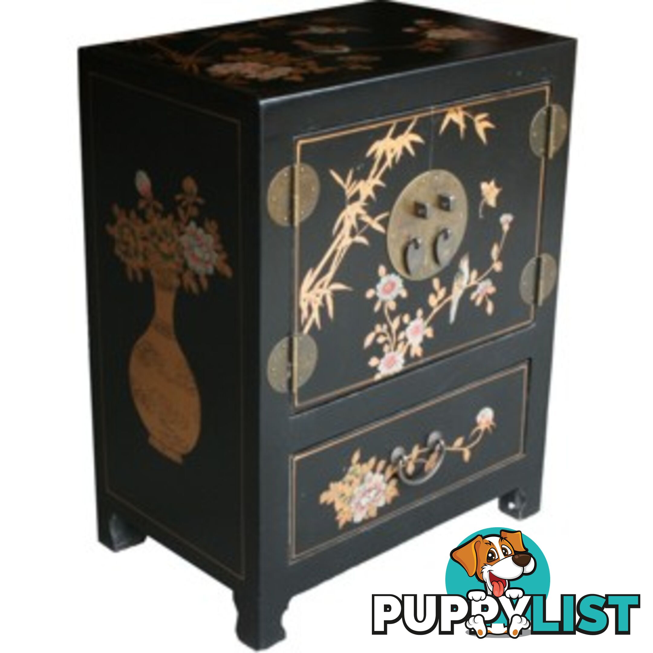 Hand Made Black Painted Chinese Bedside Table