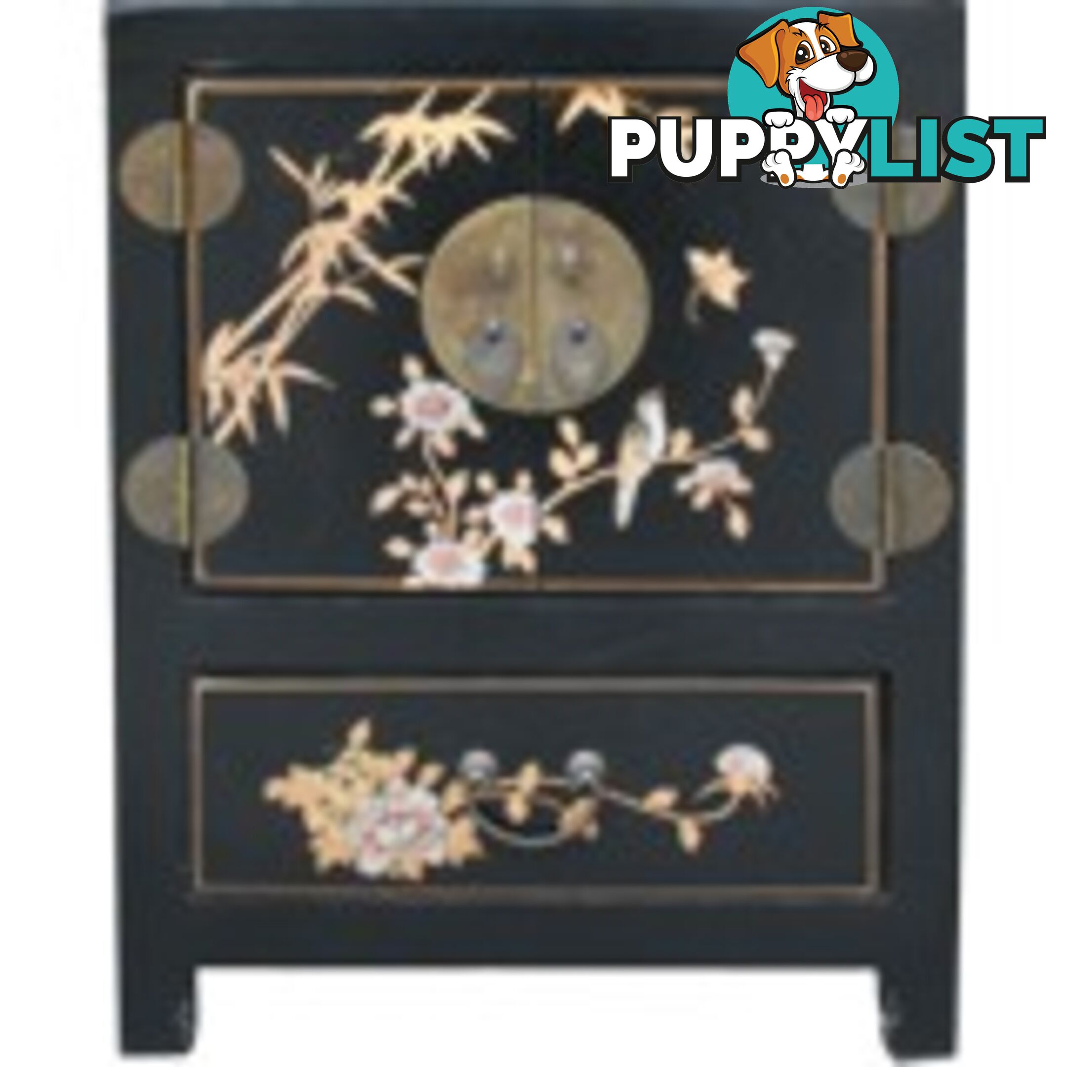 Hand Made Black Painted Chinese Bedside Table