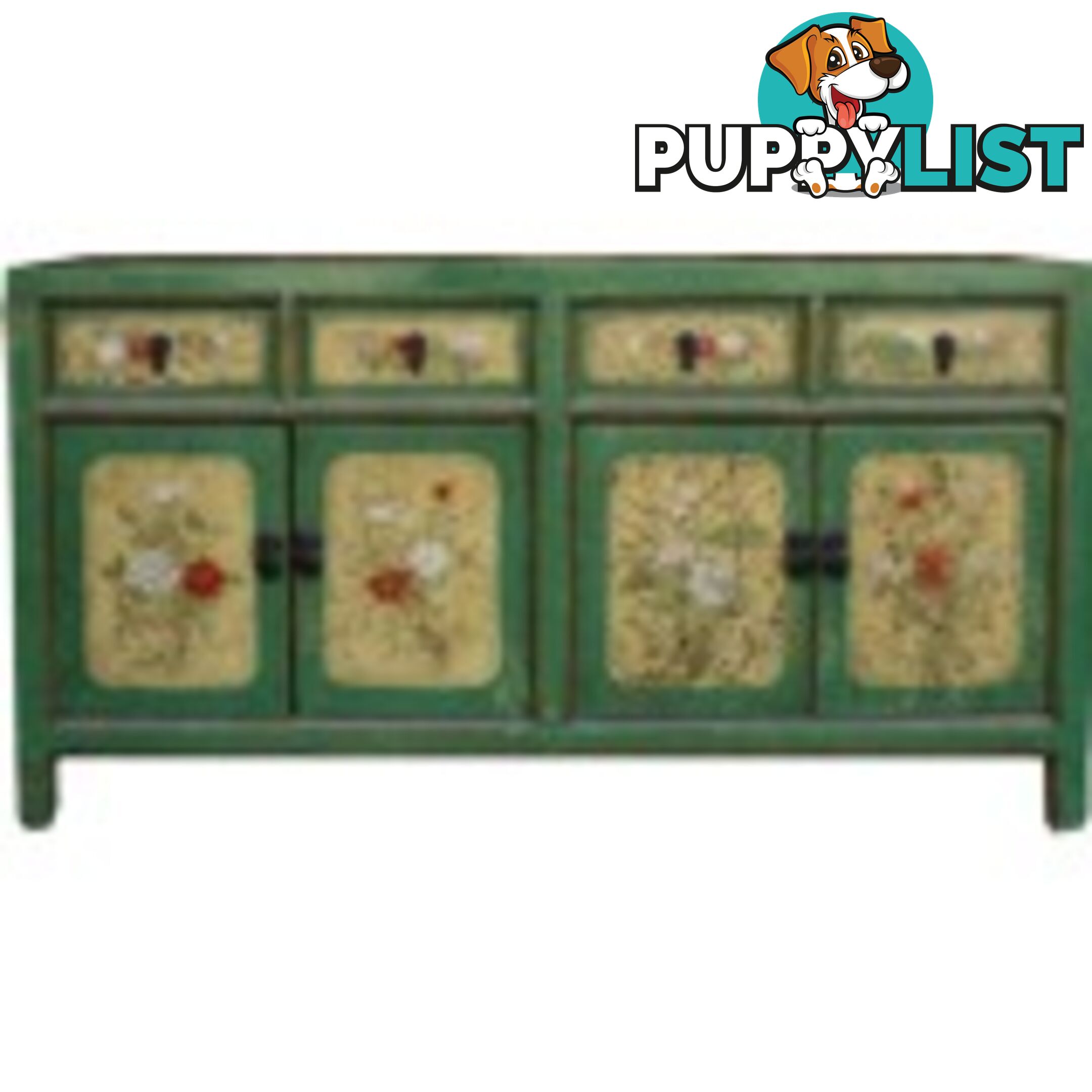 Chinese Green Painted Sideboard Buffet