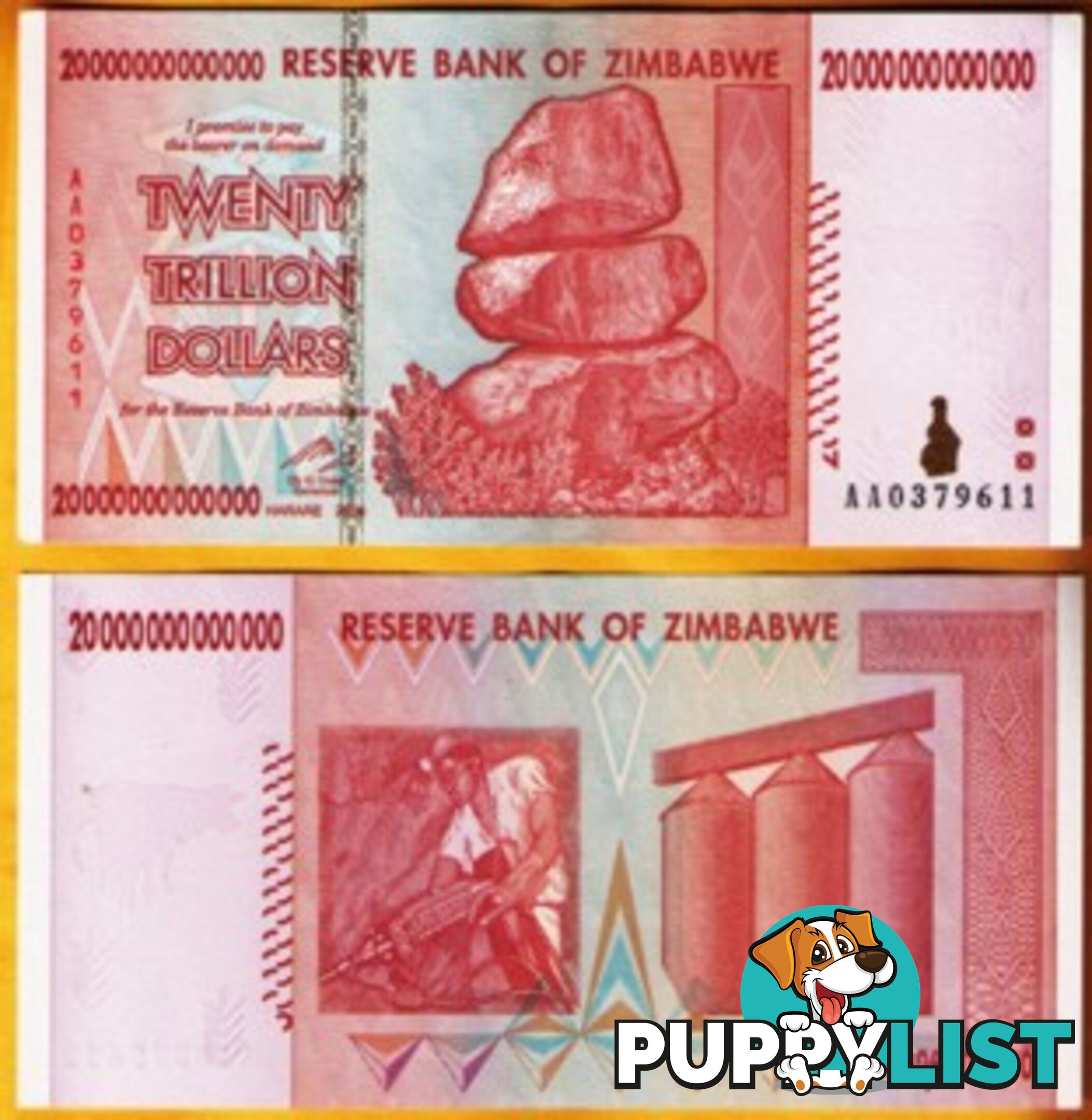 Zimbabwe 20 Trillion Banknote 2008 UNC AA++