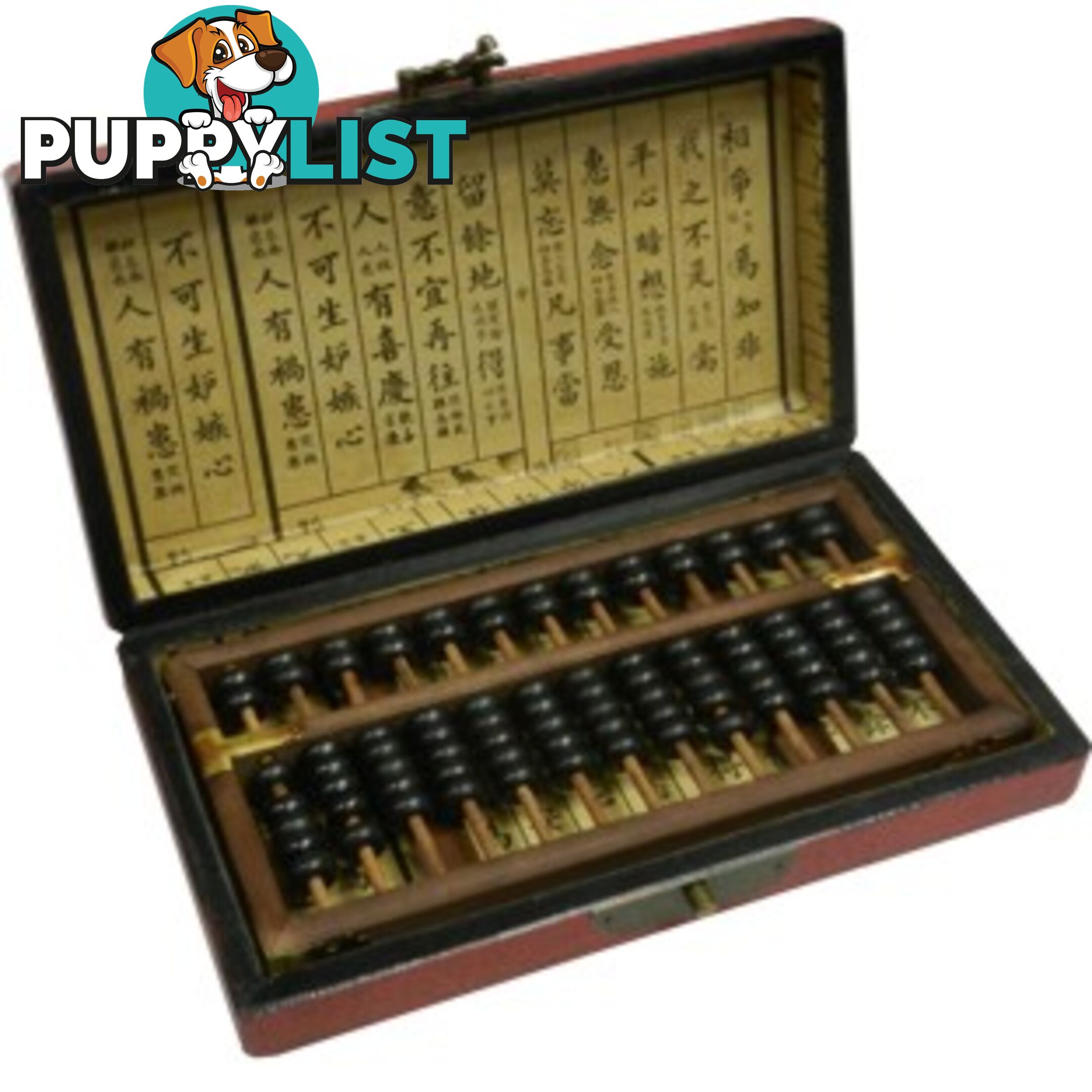 Chinese Abacus in Red Painted Box