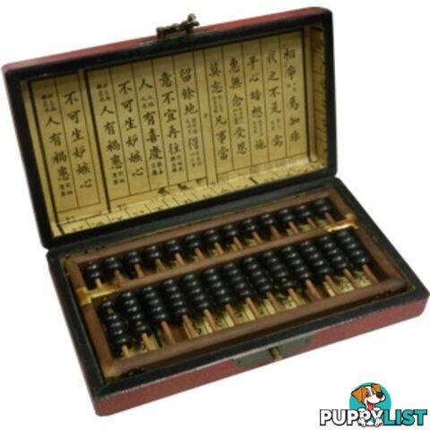 Chinese Abacus in Red Painted Box