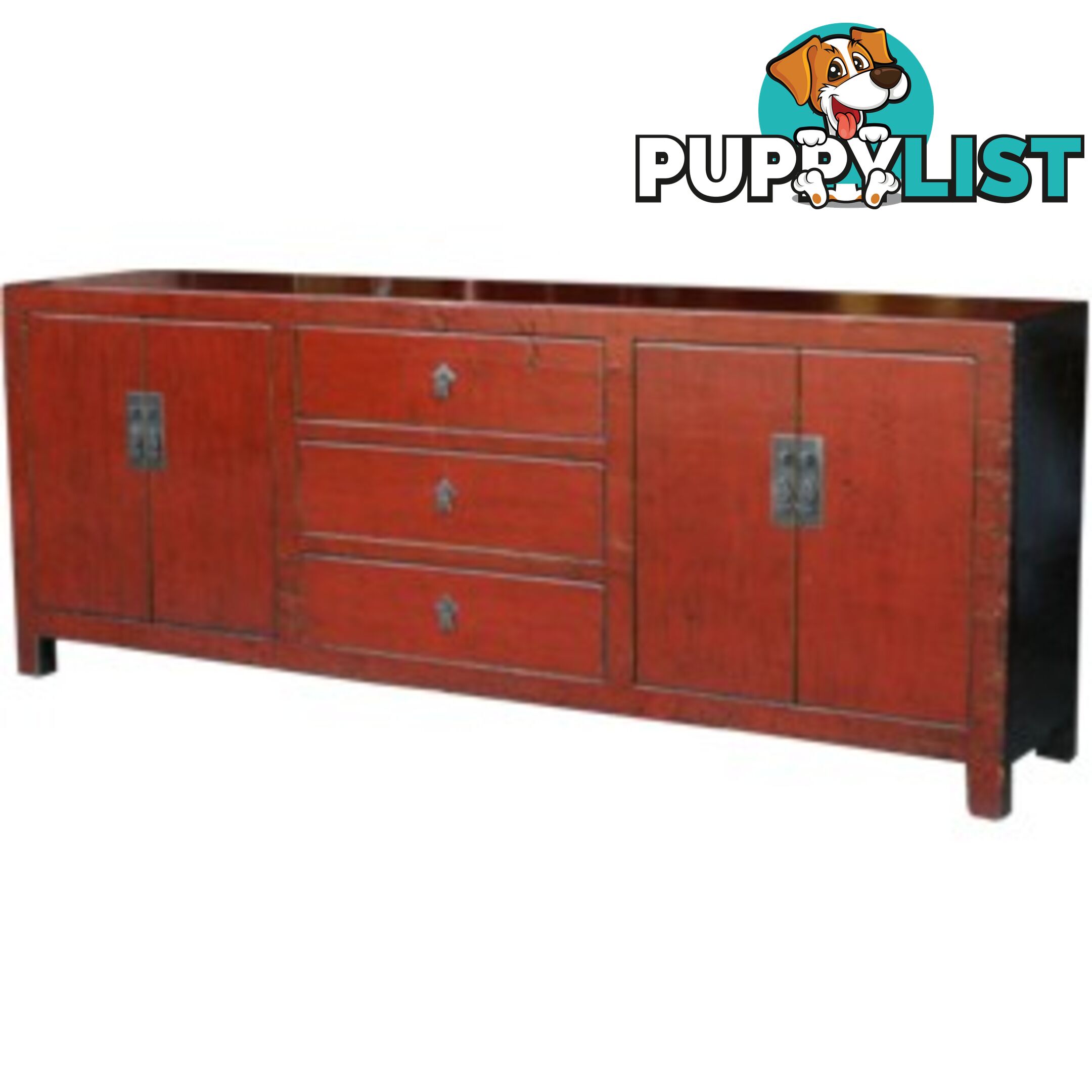 Chinese Antique Red Large Sideboard