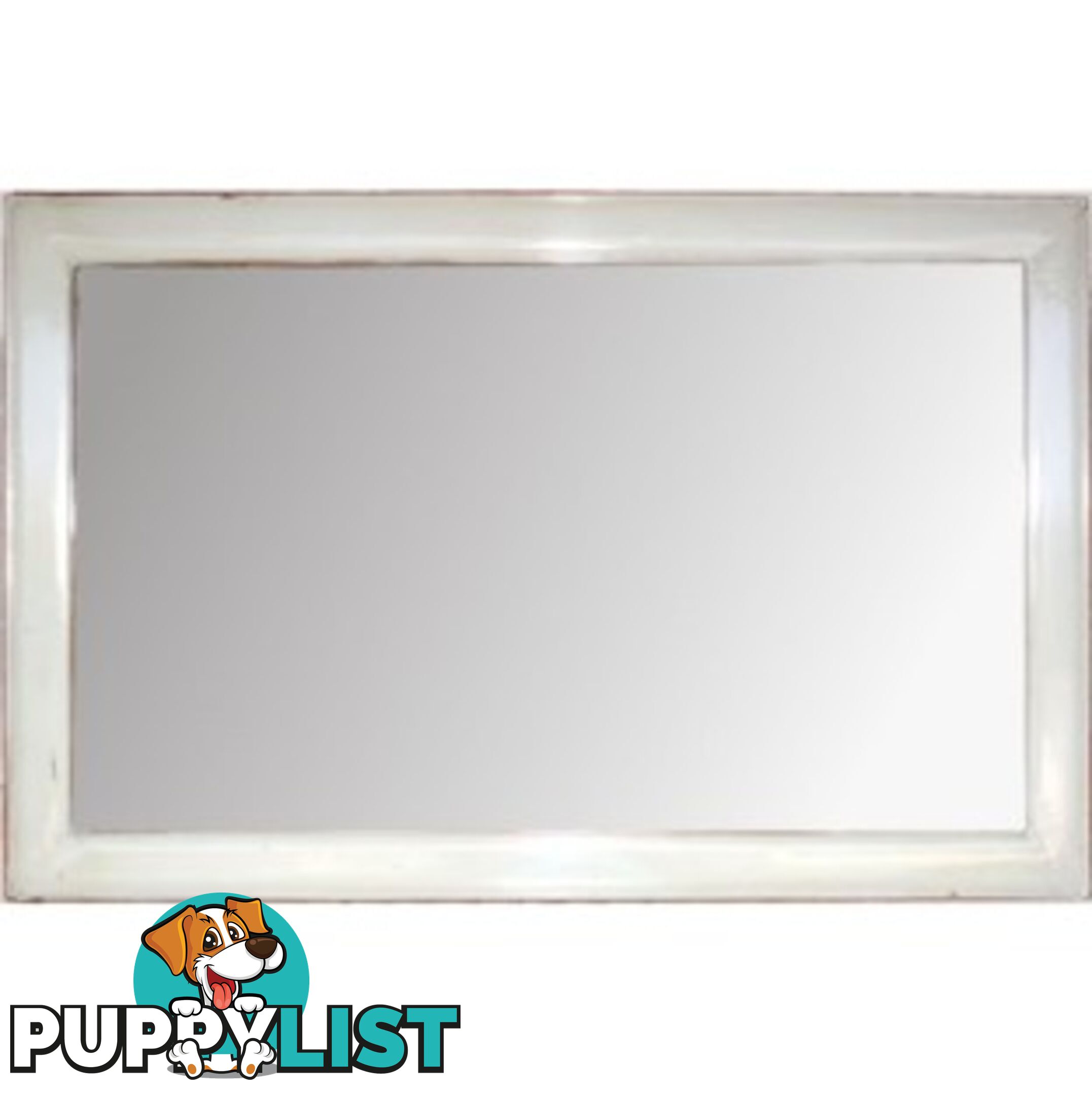 White Lacquer Chinese Rectangular Mirror - Horizontal