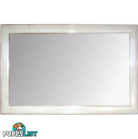 White Lacquer Chinese Rectangular Mirror - Horizontal