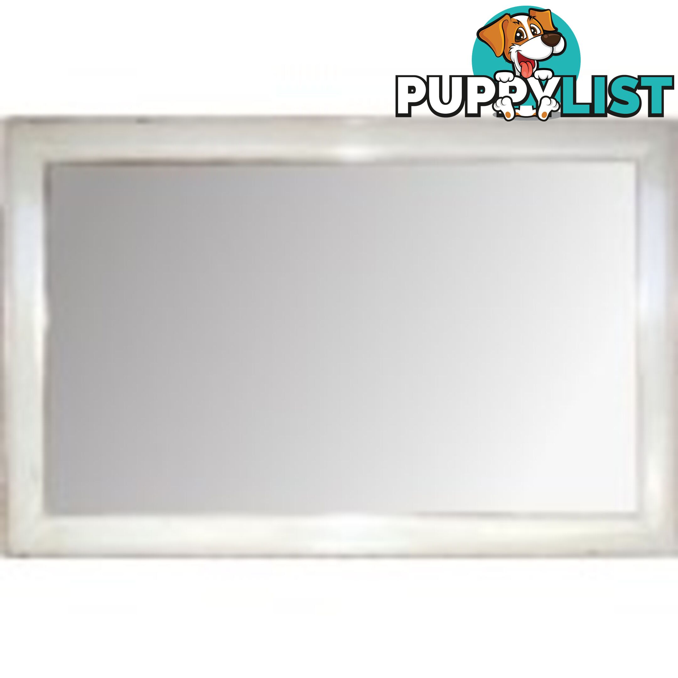 White Lacquer Chinese Rectangular Mirror - Horizontal