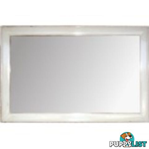 White Lacquer Chinese Rectangular Mirror - Horizontal