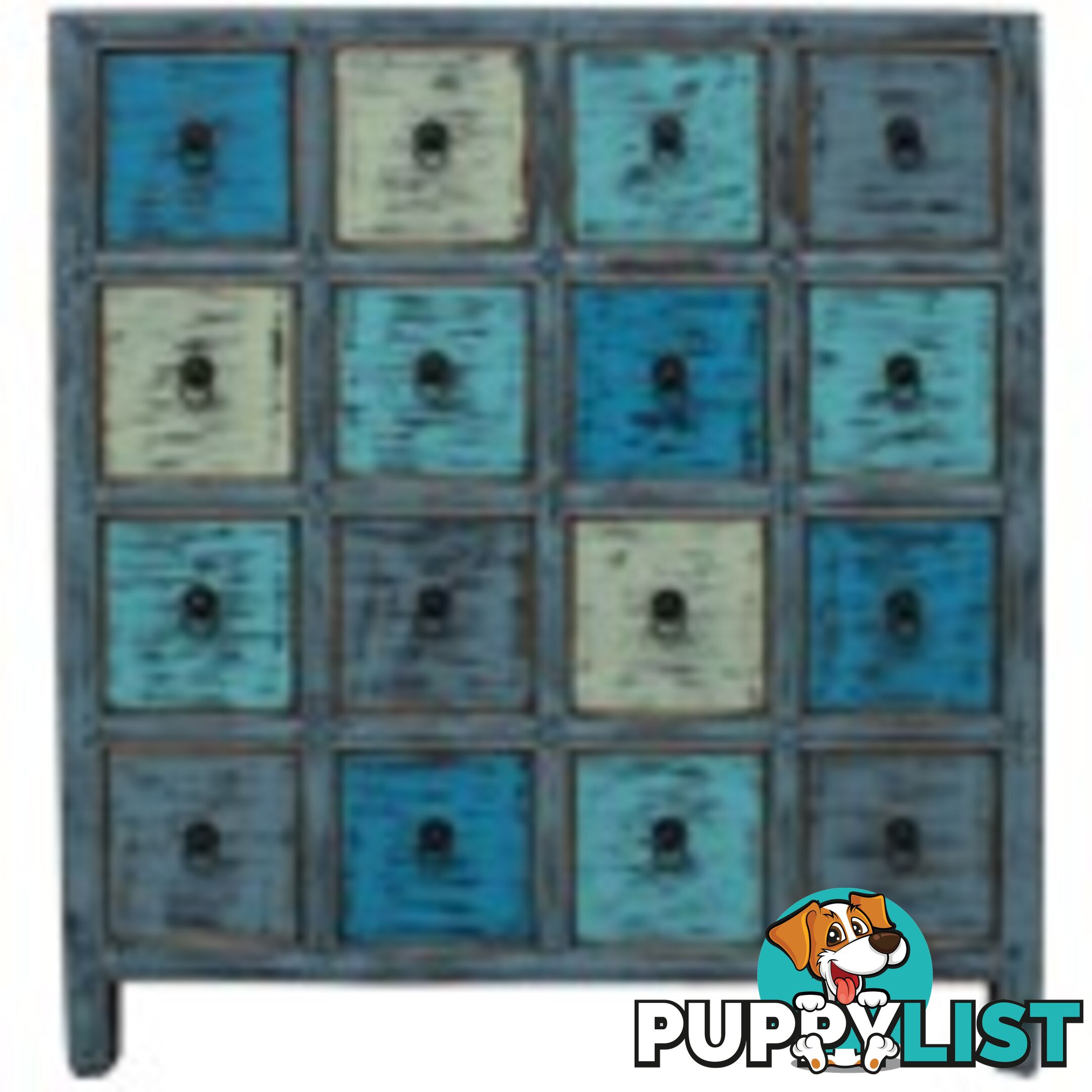 Blue Chinese Herb Medicine Cabinet