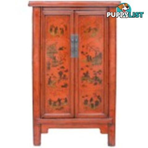 Chinese Red Painted Gold Medium Cabinet