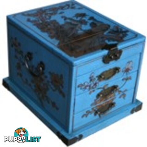 Light Blue Luxury Jewellery Box with Stand-Up Mirror