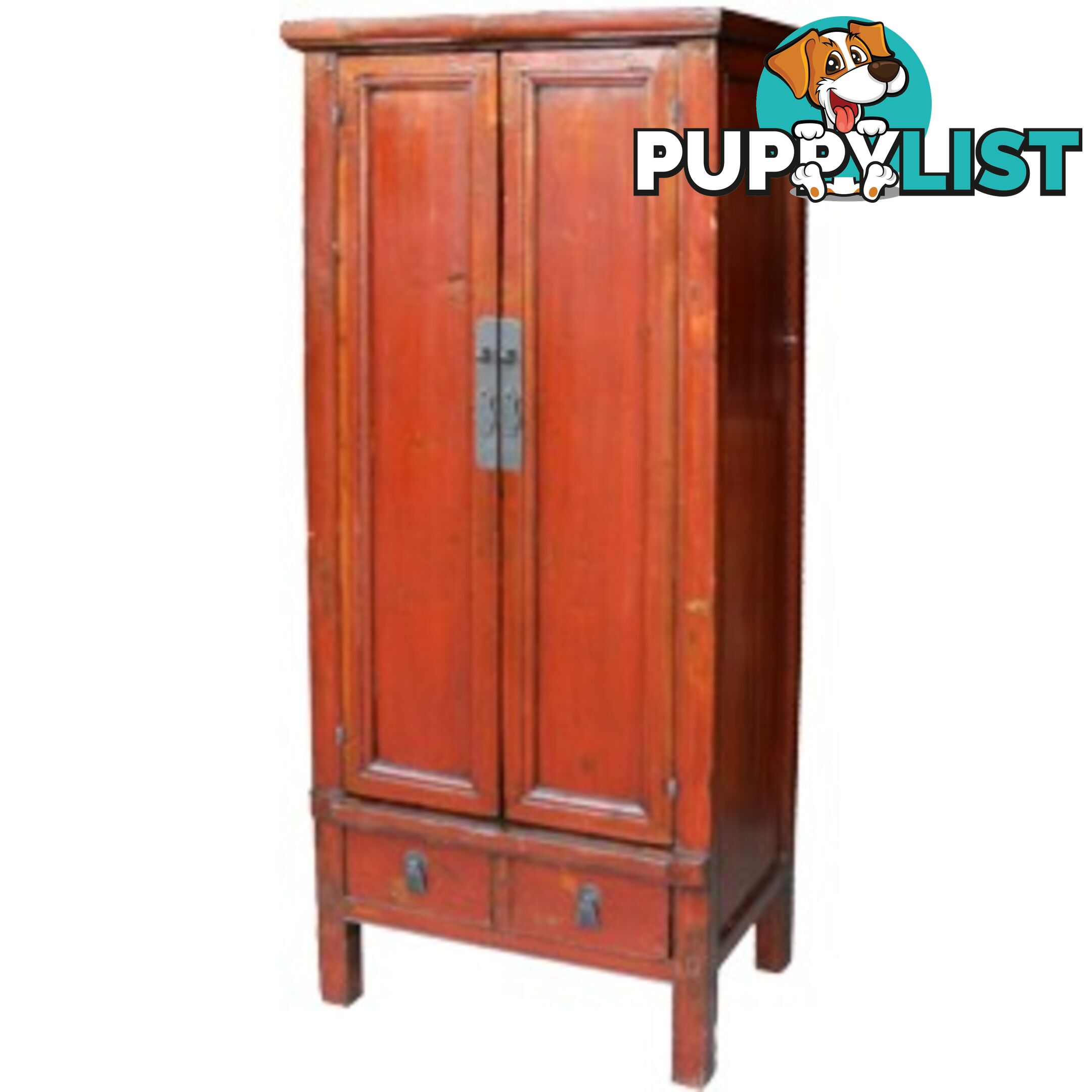 Red Slim Tapered Chinese Cabinet