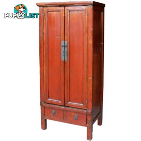 Red Slim Tapered Chinese Cabinet