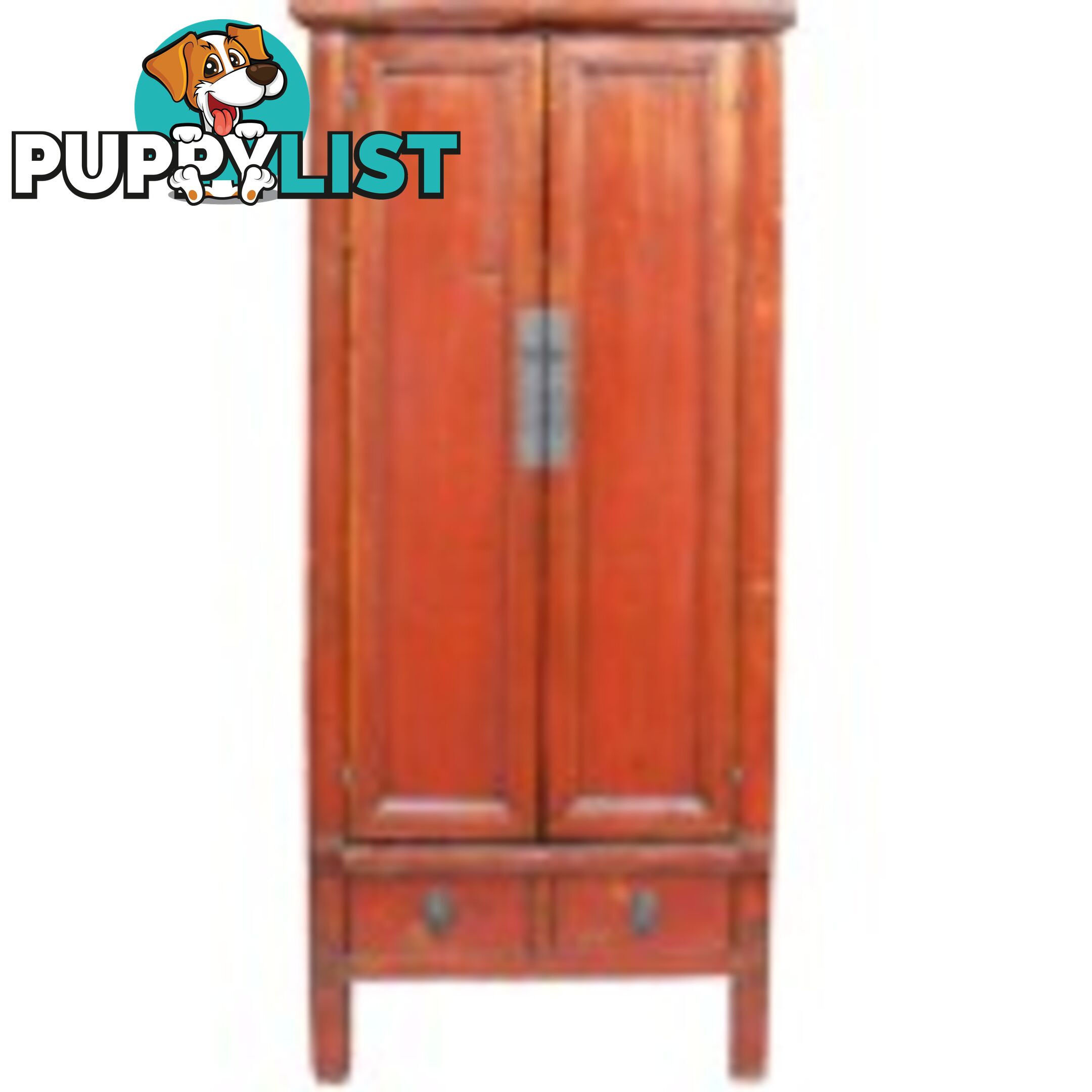 Red Slim Tapered Chinese Cabinet