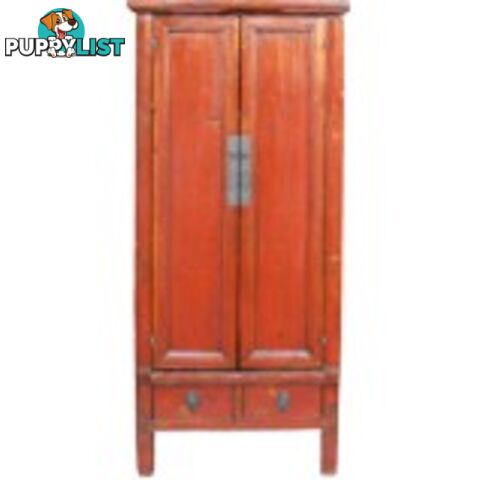 Red Slim Tapered Chinese Cabinet