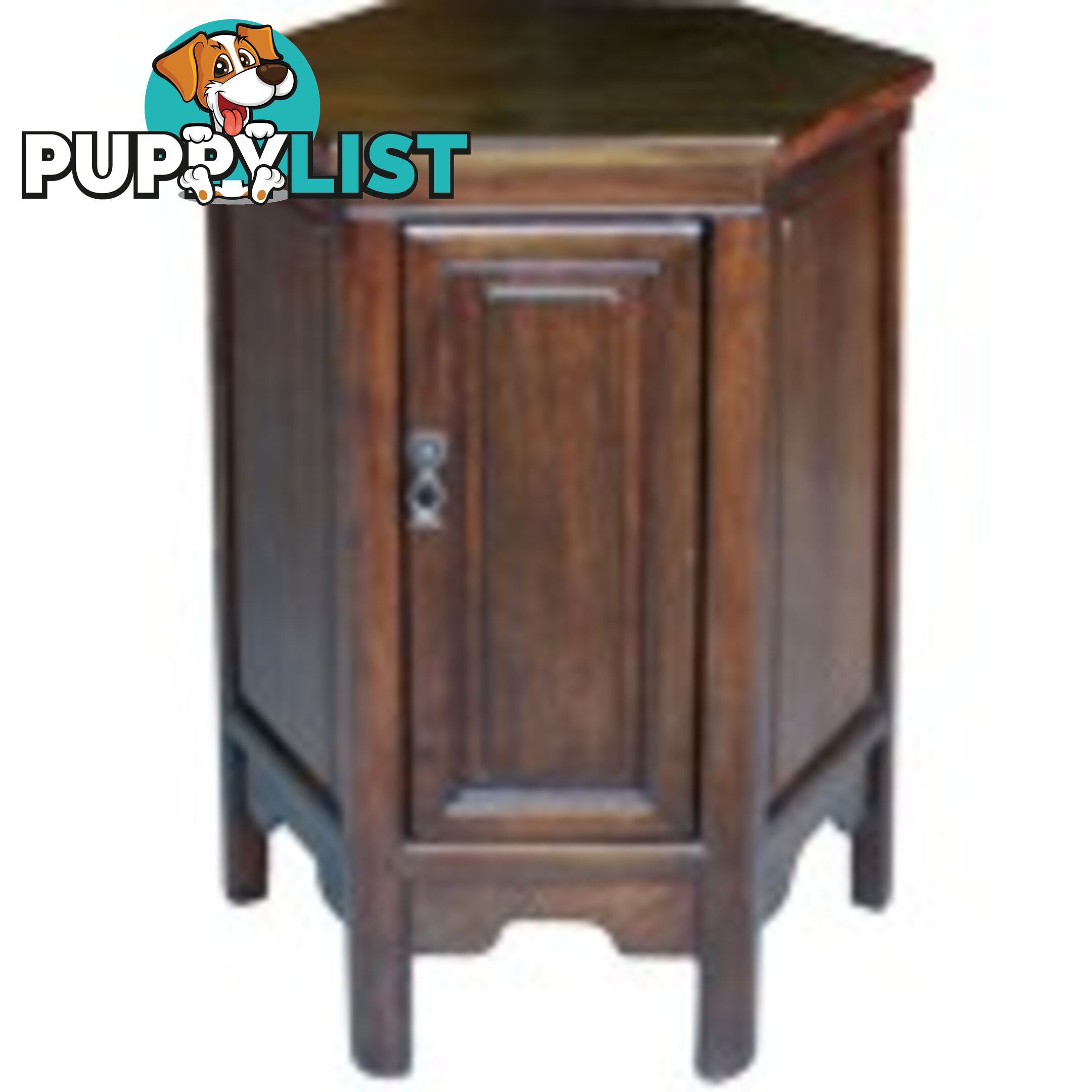 Brown Chinese Natural Elm Hexagon Bedside Cabinet