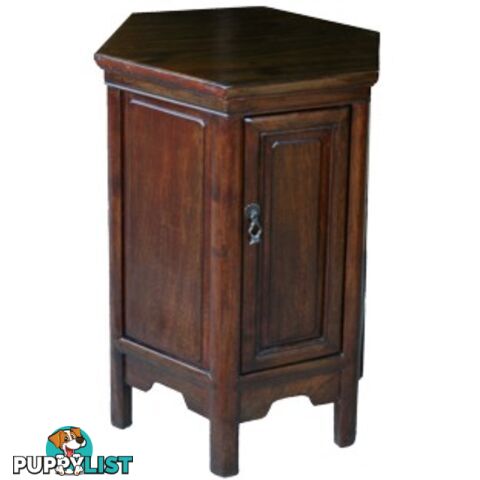 Brown Chinese Natural Elm Hexagon Bedside Cabinet