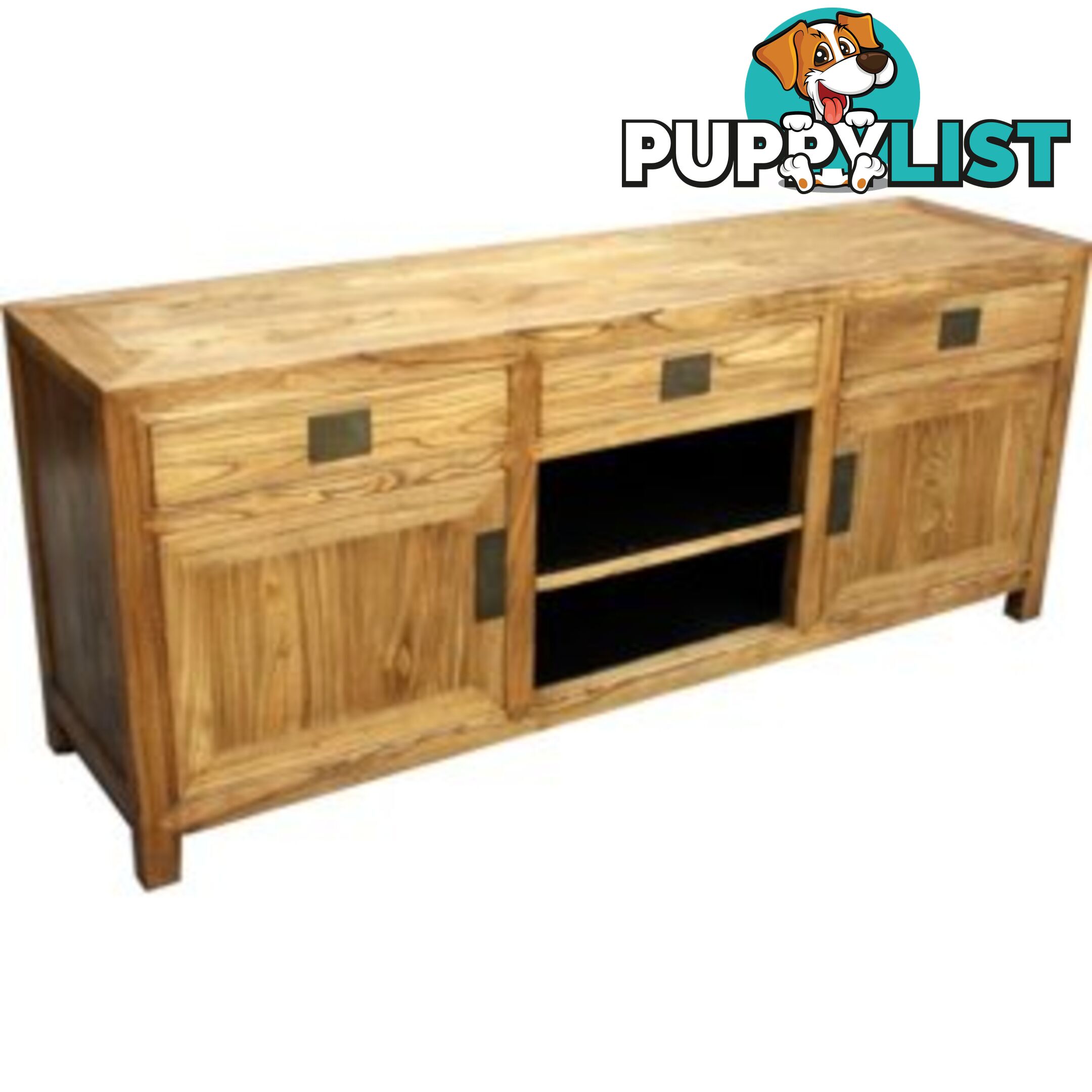 Natural Wood Low Sideboard TV Unit