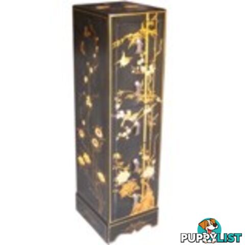 Oriental Black Painted Flower DVD Storage Cabinet