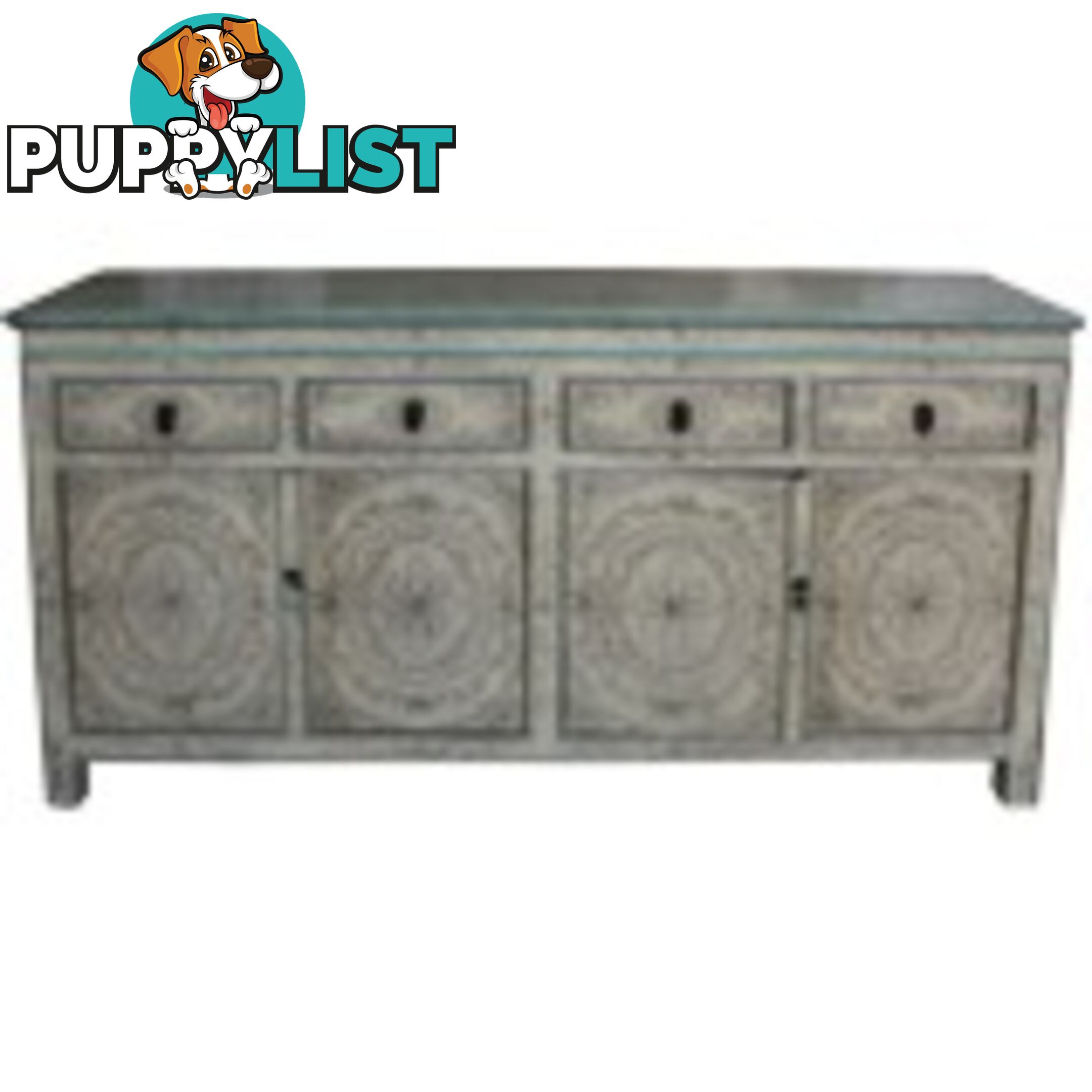 Chinese Antique Tibetan Painted Sideboard Cabinet