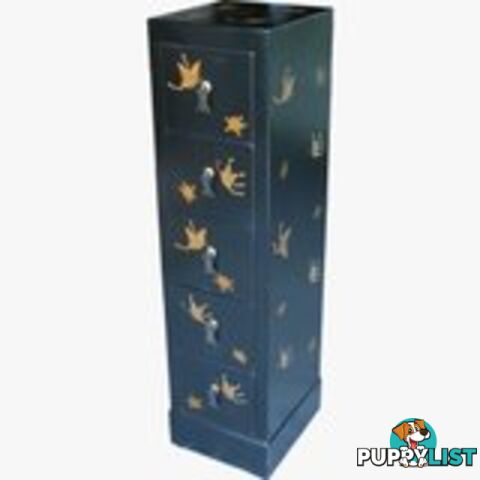 Black Chinese CD Storage Cabinet - Chest of 5 Drawers