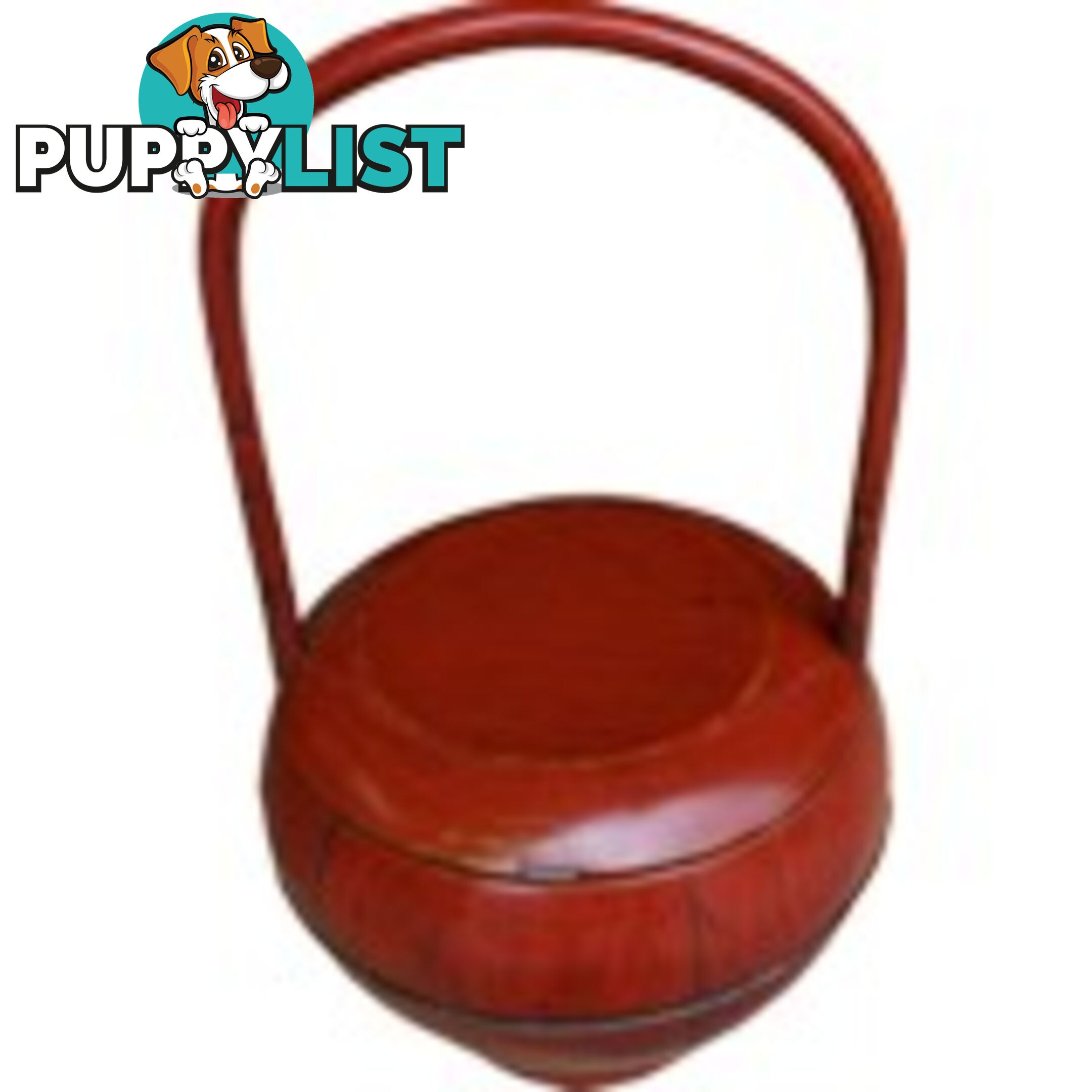 Red Antique Round Wood Decoration Box with Handle