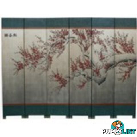 Silver Leaf Cherry Blossom Asian Room Divider Screen