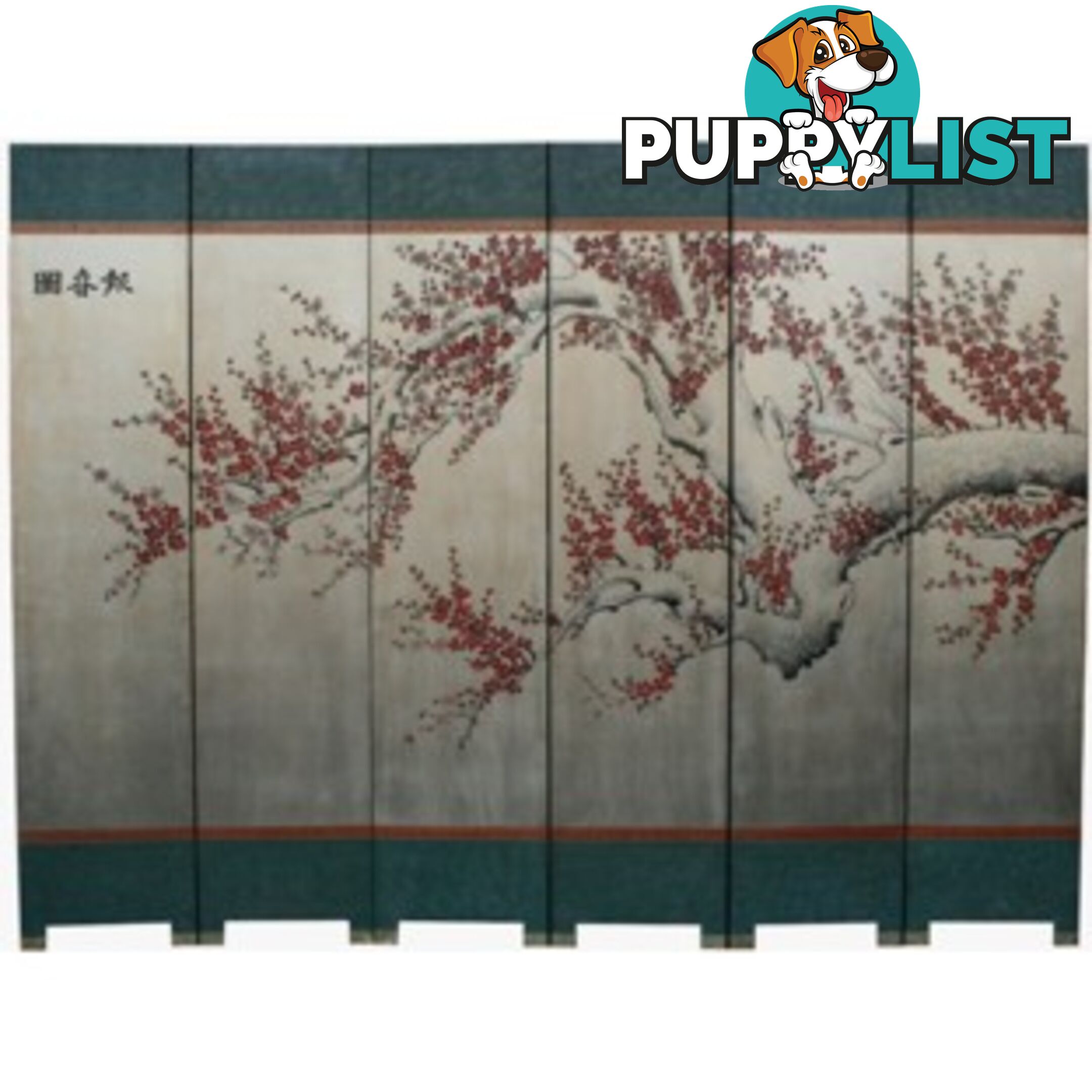 Silver Leaf Cherry Blossom Asian Room Divider Screen