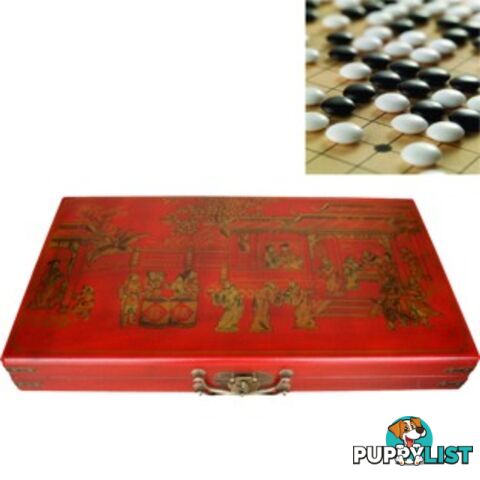 Go Weiqi Baduk Game Set in Oriental Style Red Painted Case