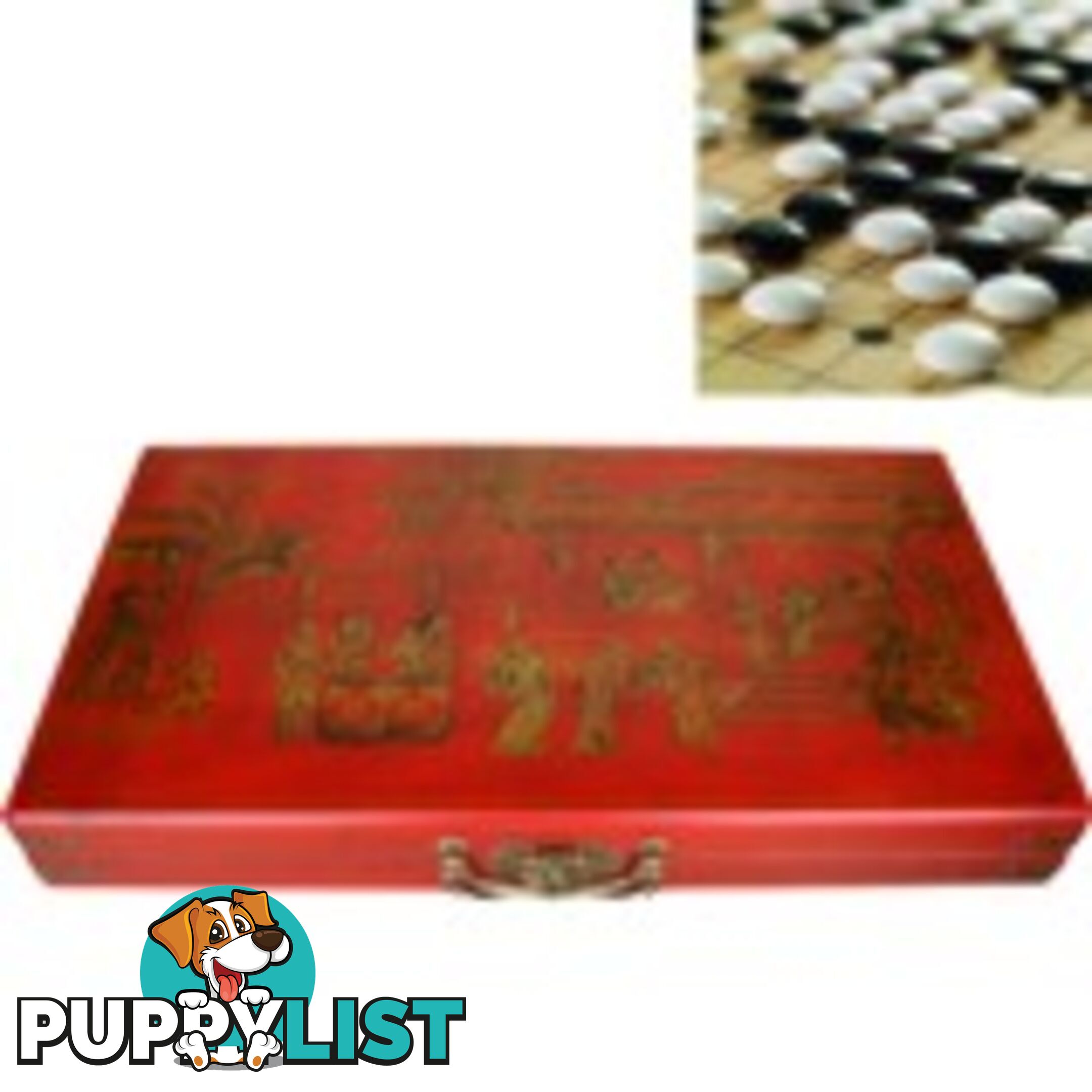 Go Weiqi Baduk Game Set in Oriental Style Red Painted Case