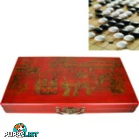 Go Weiqi Baduk Game Set in Oriental Style Red Painted Case