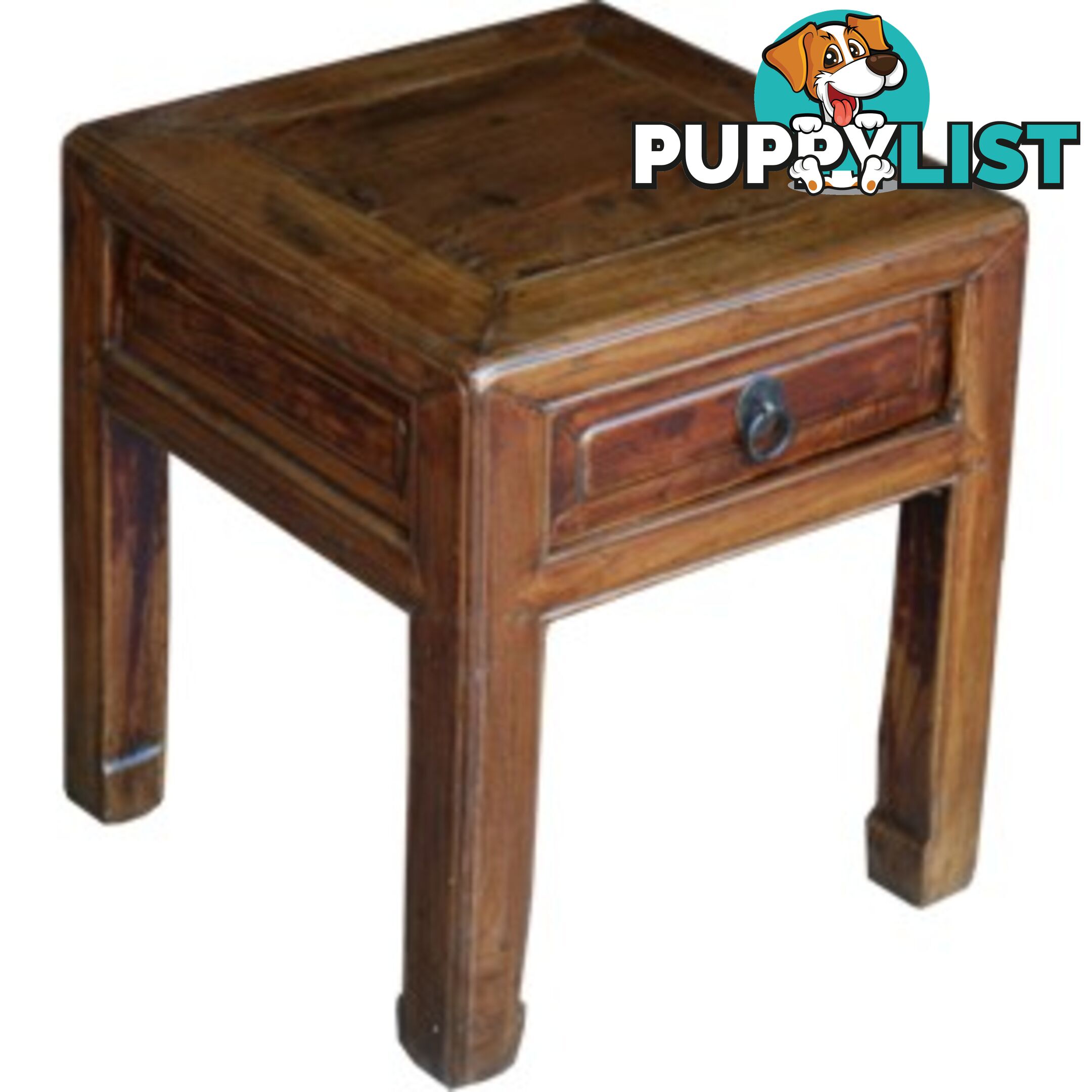 Chinese Antique Wood Stool with Drawer/Side Table