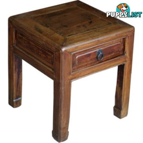 Chinese Antique Wood Stool with Drawer/Side Table