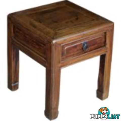 Chinese Antique Wood Stool with Drawer/Side Table