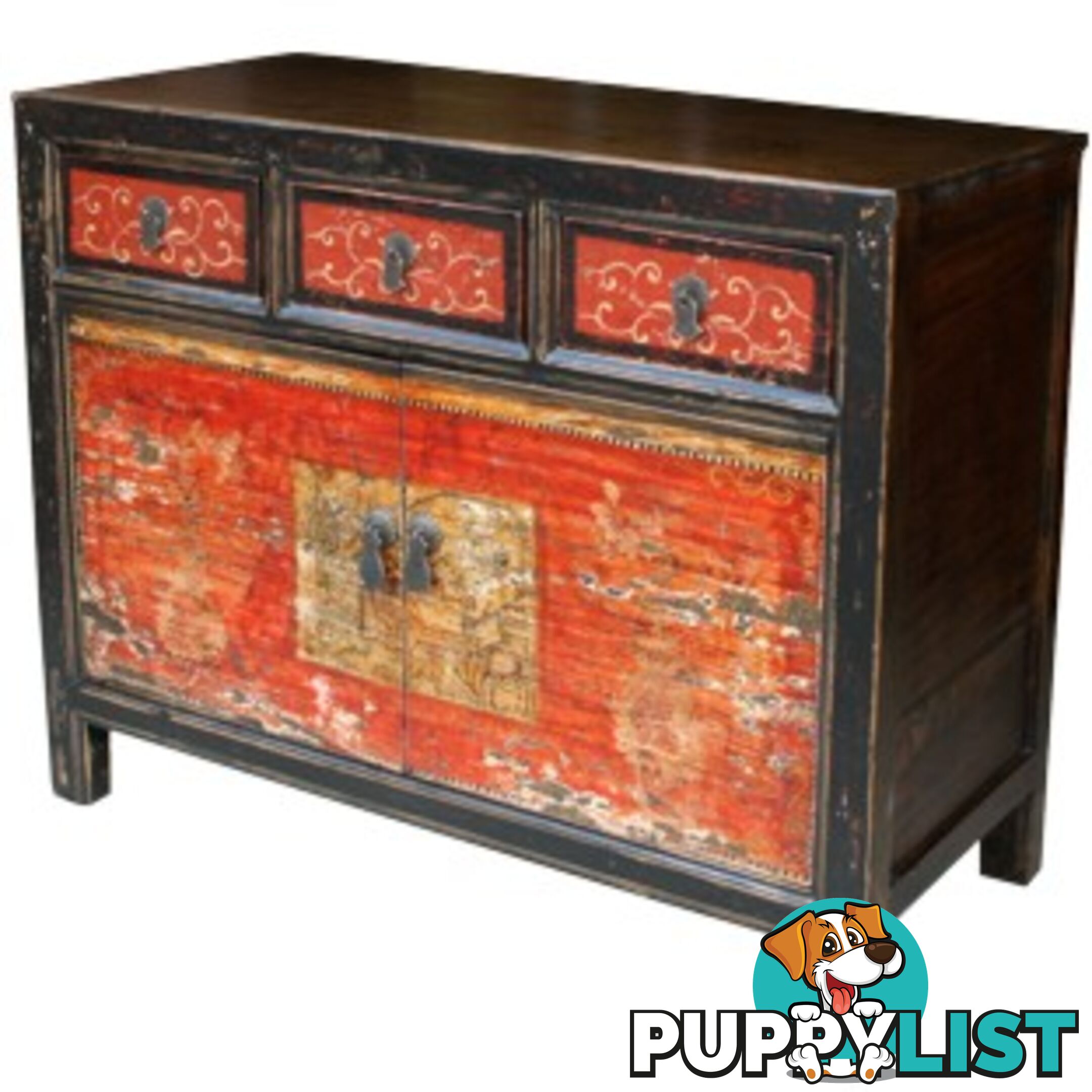 Original Mongolian Painted Sideboard