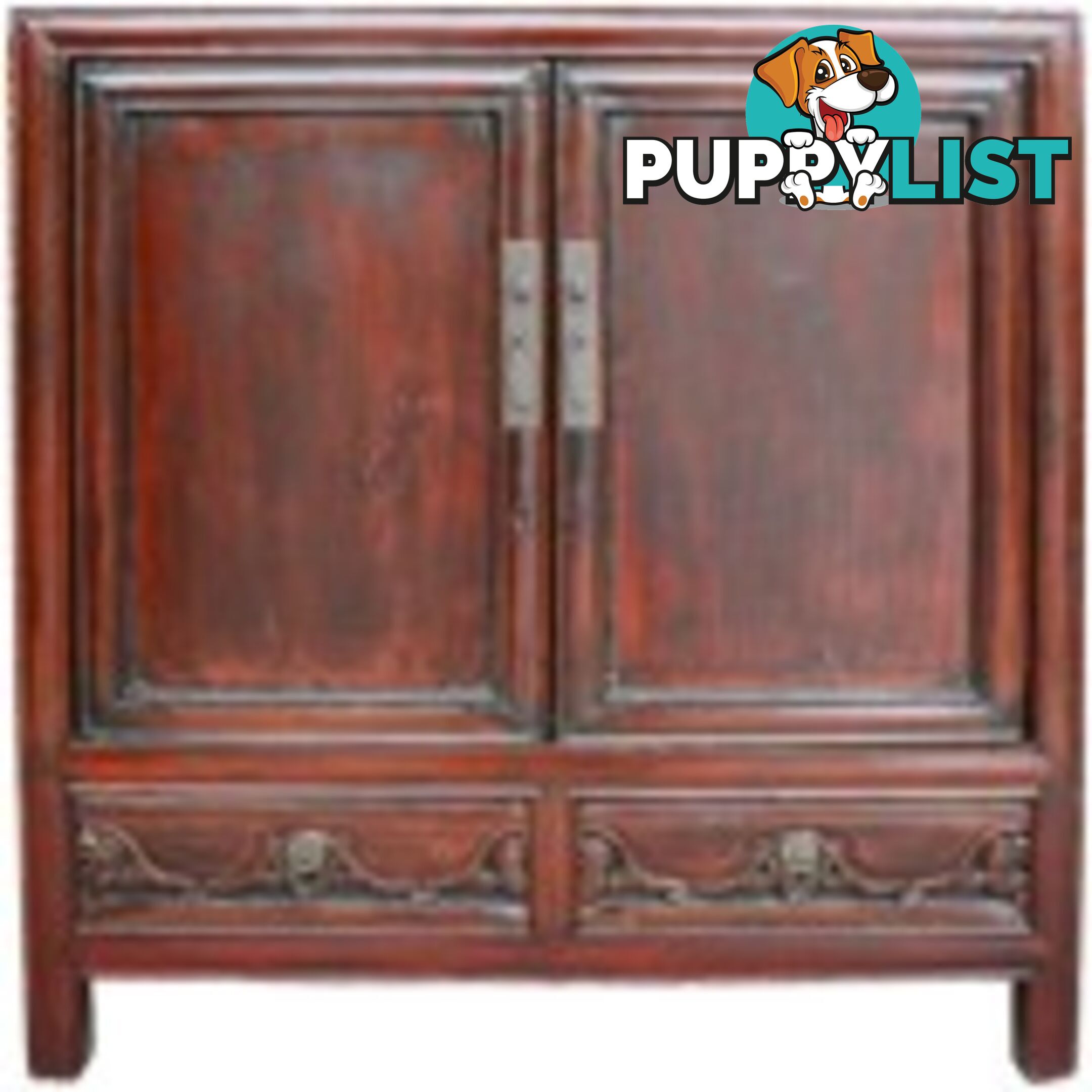 Chinese Antique Red Side Cabinet