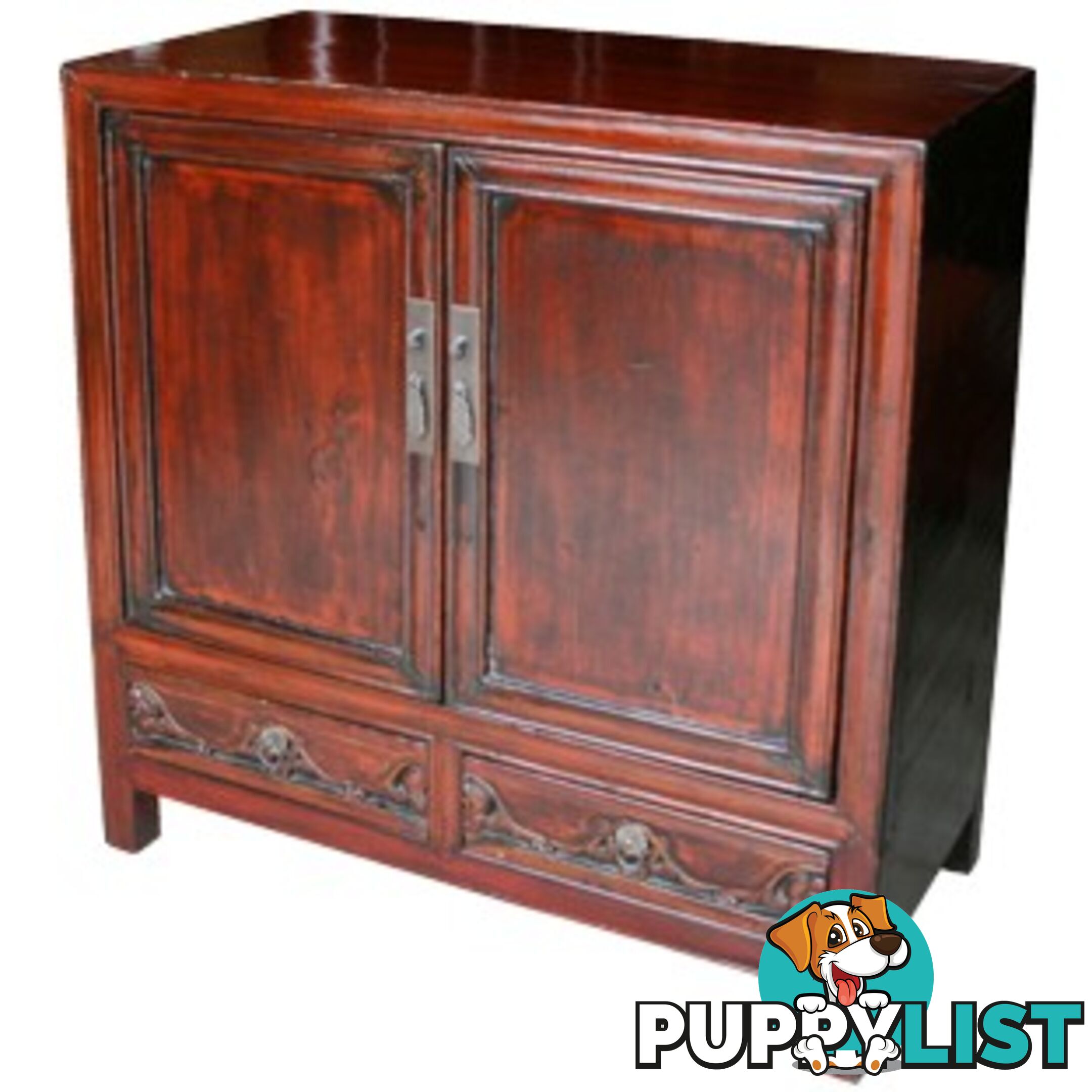 Chinese Antique Red Side Cabinet