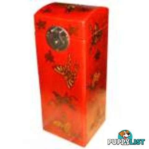 Red Chinese Wine Box with Butterflies Painting