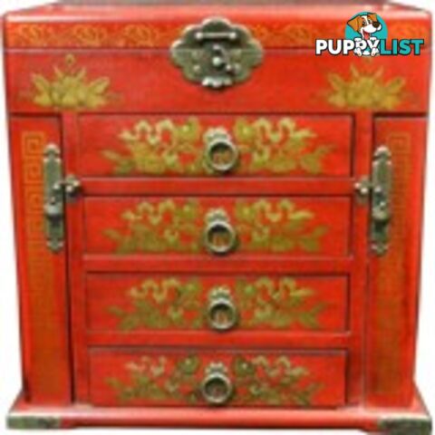 Four Drawers Two Side Doors Red Mirror Box