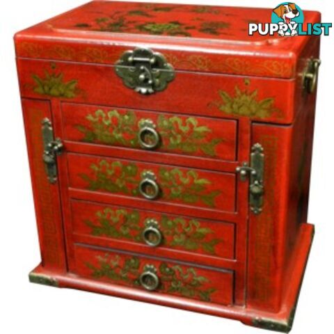 Four Drawers Two Side Doors Red Mirror Box