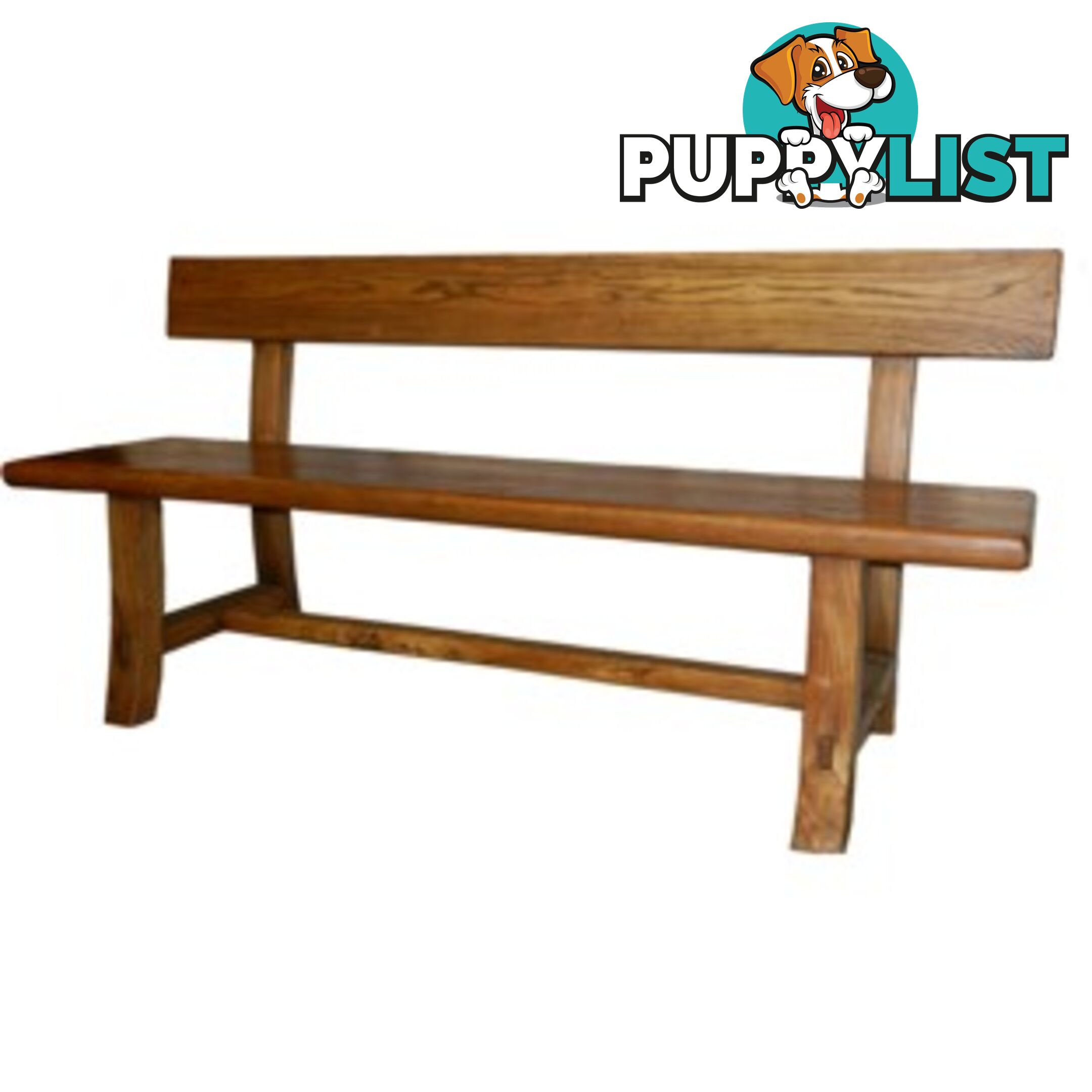 Brown Elm Chinese Bench with Back Support