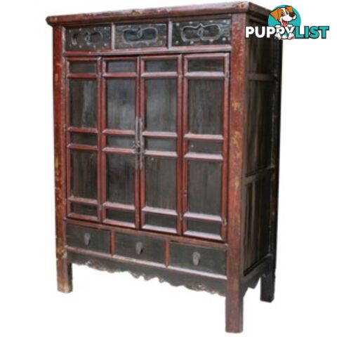 Large Original Chinese Antique Painted Wedding Cabinet